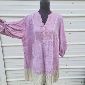 Relativity Women's Button Sequin Shirt Plus Size 2X Purple Green Lightweight